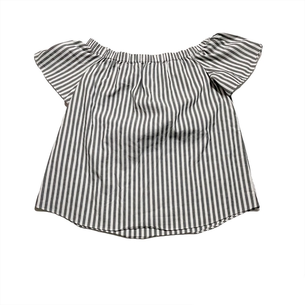 Vince Camuto Striped Off Shoulder Wide Neck Short Sleeve Boho Blouse Size Small